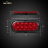Partsam 2PCS 6" Oval Chrome Trailer Truck Red 10 LED