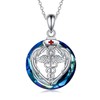YFN Nurse Necklace for Women 925 Sterling Silver with Blue Crystal Caduceus Angel Nursing Themed Pendant Necklace 18"