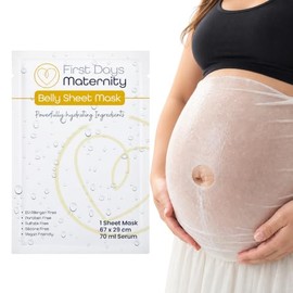 First Days Maternity - Schwangerschaft Bauchtuch Maske – 70 ml Feuchtigkeitsspendendes Serum, Vegan, Super-Pflegend, Für Babybauch & Hautelastizität, Große Passform