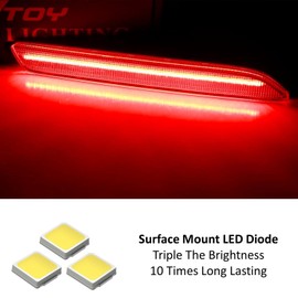 iJDMTOY OE-Red Lens 30-SMD Full LED Srtip Rear Bumper Reflector Light Trim Compatible with Lexus is-F RC-F NX-F RC250 RC350 GX470 RX300 NX200t NX300, Function as Tail or Rear Fog Lights