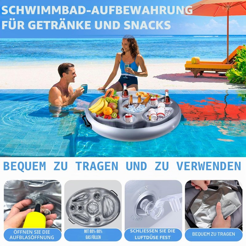 MTINRNI Pool Drink Holder, Inflatable Drink Holder with 8 Holes,