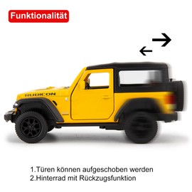 imtfzct 1/36 Jeep Wrangler Rubicon Casting Car Model, Zinc Alloy Children's Toy Car, Leisure Car, Children's Toy Car, Gift for Boys and Girls (Yellow)