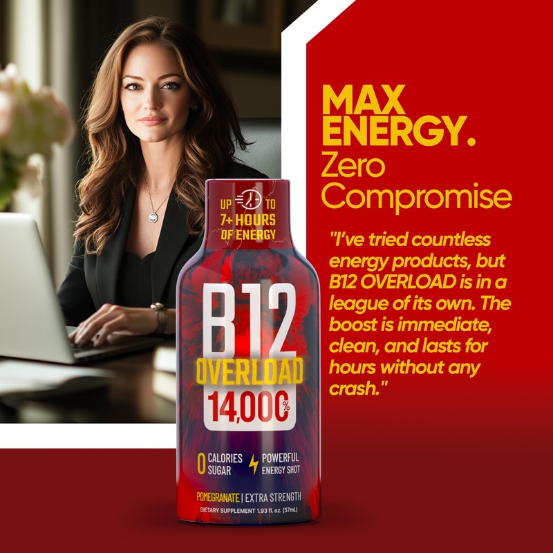 B12 Overload Energy Shots Pomegranate - 24pk Shots