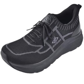 JACKSHIBO Mens Slip in Hands Free Shoes Wide Toe Box Orthopedic Slip On Walking Sneakers with Arch Support Cushioned Sole Black Size 10.5