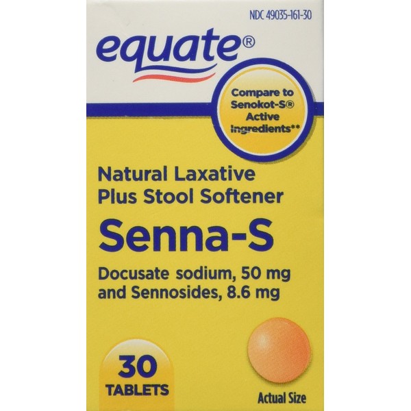 Equate Natural Laxative Plus Stool Softener 30ct Compare to Senokot-S