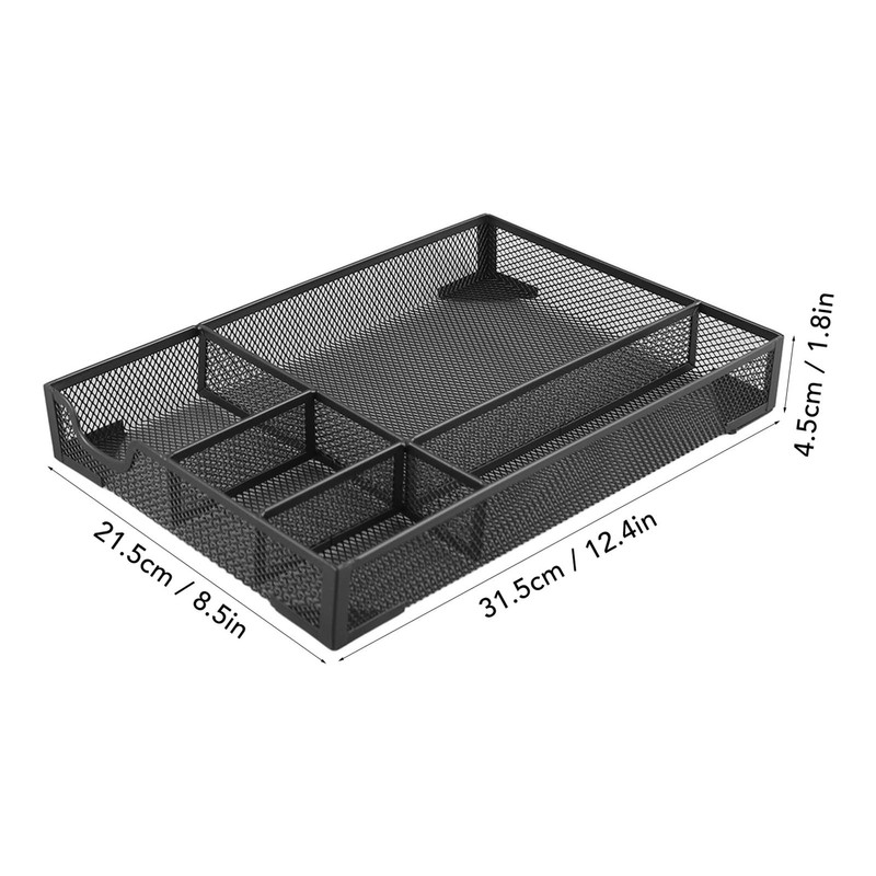 Metal Mesh Drawer Organizer Tray 5 Grids Multipurpose Stable Prevent