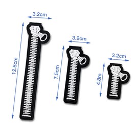 Fastener Patches, Set of 6, Large, Medium and Medium, Zipper Chuck, Embroidery Patch, Applique Patch, Iron On, Sewing, Iron Patch, Repair, DIY, Craft, Kindergarten, Nursery School (Large, Medium, Small)