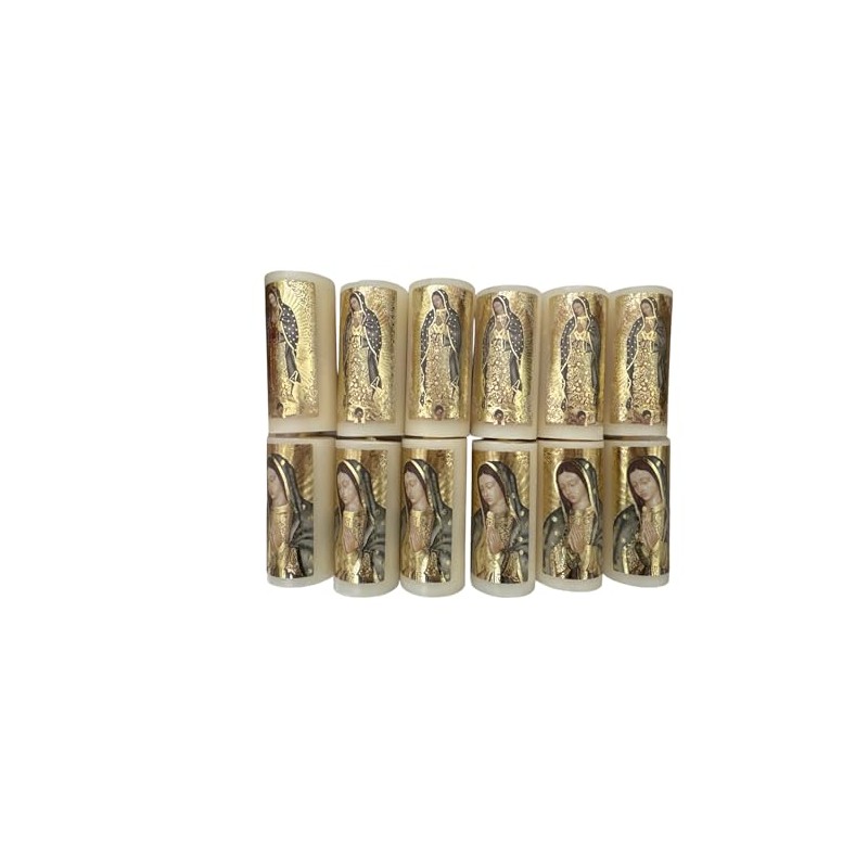 Velas Devocionales Religiosas, Diseño Virgen de Guadalupe, 8 x 3,5