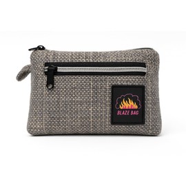 Blaze Smell Proof Bag Decorative Stash Pouch, Woven Fabric with Embroidered Patches, Multi-Compartment Design (Brown)