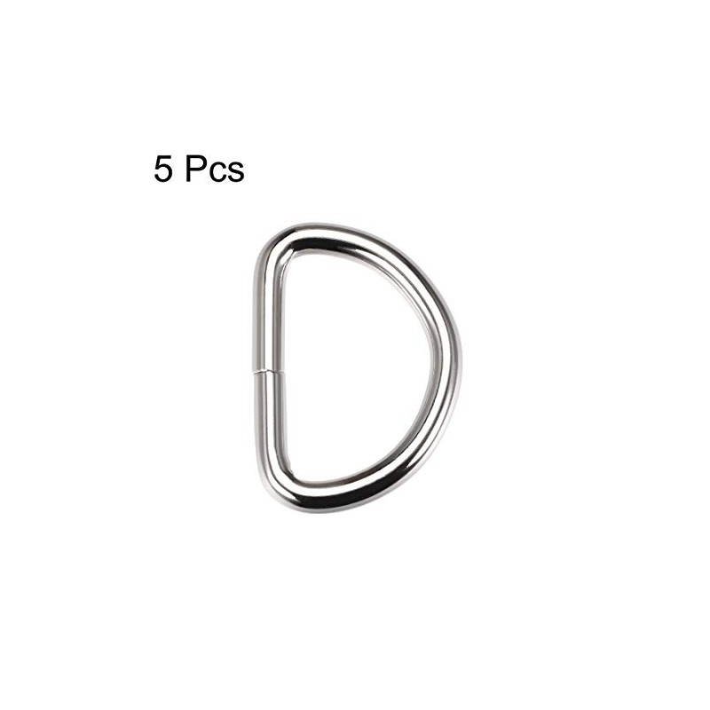 sourcing map 5pcs Metal D Ring 1.26"(32mm) D-Rings Buckle for