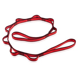 DASKING Daisy Chains, 110 cm Yoga Hammock Extension Strap, 23 KN Strong Climbing Loop, Adjustable Nylon Exercise Band Strap for Climbing, Aerial Yoga, Pilates, Stretching, Camping, Fitness (Red)