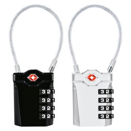 Diyife Cerraduras de Equipaje de 4 Dígitos TSA, [Nueva versión] 2 PCS Candados de Combinación de Cerradura de Viaje, Candado de Cable Flexible de 14 cm para Maleta de Viaje, Negro y Plata