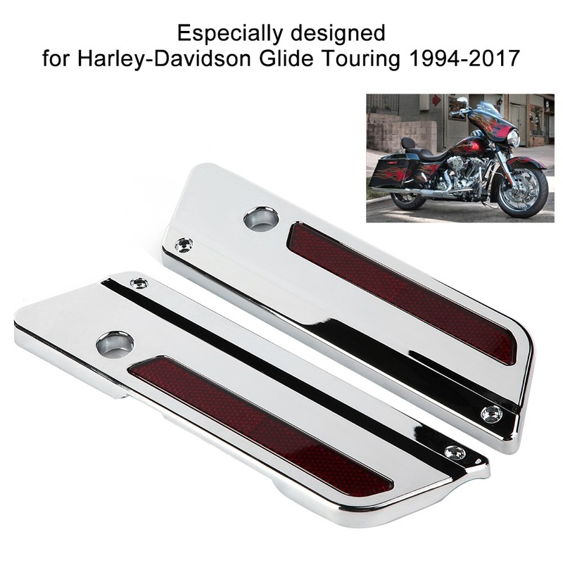 2 pcs Motorcycle Saddlebag Latch Cover Reflectors for Glide Touring