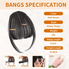 Leelebamo Clip in Bangs 100% Real Human Hair, Fake Bangs Clip on Bangs for Women, Natural Black Wispy Bangs Clip in Hair Extensions for Daily Wear (Natural Black, Wispy Bangs)