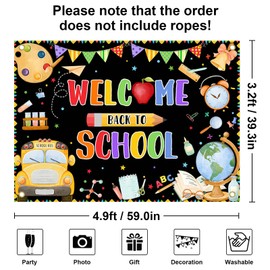 Avezano Welcome Back to School Backdrop Back to School Decorations for Kids First Day of School Back to School Decor for Classroom School Parties (5x3ft)