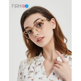 Firmoo Women Blue Light Blocking, Cat Eye Computer Glasses, Anti Glare Anti Eyestrain Acetate Full Frame Blue Light Blocker Eyewear (Ivory,Pattern)