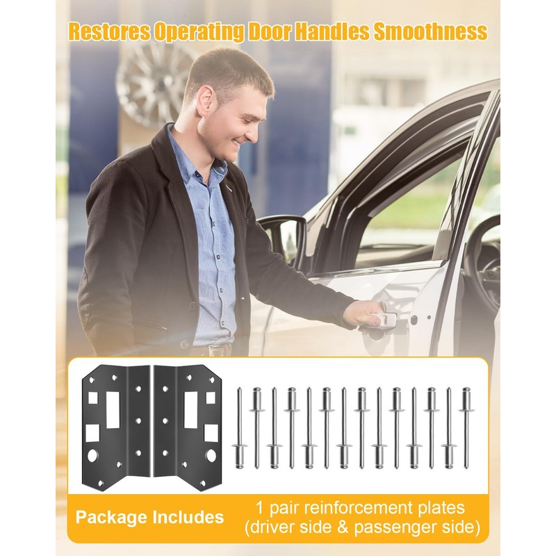JUFZQO Pair Car Door Handle Reinforcement Plate Kit Compatible with