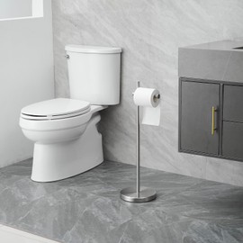 Bathfinesse Paper Holder, Bathroom Toilet Paper Roll Holder Freestanding, Toilet Tissue Storage, Sturdy Base, Stainless Steel Brushed Nickel