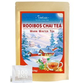 TeeLux Rooibos Chai Tea, Rooibos Tea with Cinnamon, Ginger, Clove & Cardamom, Smooth & Spicy & Sweet Flavor, Caffeine-Free, 100 Count