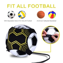 URMI Football Kick Trainer, Soccer Training Aid football Skills Improvement Practice for Kids Adults Hands Free Solo Practice Training Equipment Aid With Belt Elastic Size Fits 3 4 5 Footballs