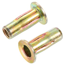 sourcing map Multi-Grip Rivet-Nut, M8 Pre-Bulbed Shank Carbon Steel Color-Zinc-Plated Flat Head Threaded Insert Nut 5Pcs