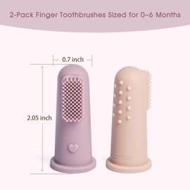 Moonkie Baby Toothbrush Finger Toothbrush Oral Cleaner Kit for 3 Months +, 2 Pcs Small (Blush/Pale Mauve)