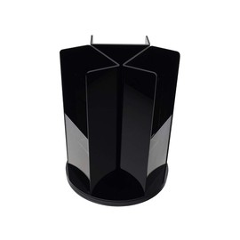 Rotating Brochure Holder for 4 Inch Wide Trifolds 6 Pocket Tiered Clear and Black Acrylic Spinning Countertop Organizer for Rack Cards and Takeout Menus by Marketing Holders