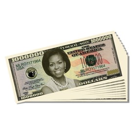First Lady Michele Obama Novelty Million Dollar Bill - Set of 100 with 1 Bonus Christopher Columbus Bill
