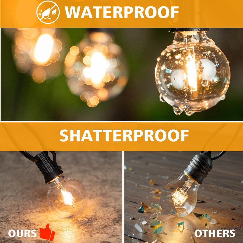 G40 LED Solar Replacement Bulbs,1W Equal to 5W, Plastic E12