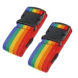 iPEAK Luggage Straps Suitcase Belts Heavy duty Adjustable Travel Bag Strap Rainbow Bright Colours Belt with Quick Release Buckle (2 Pack)