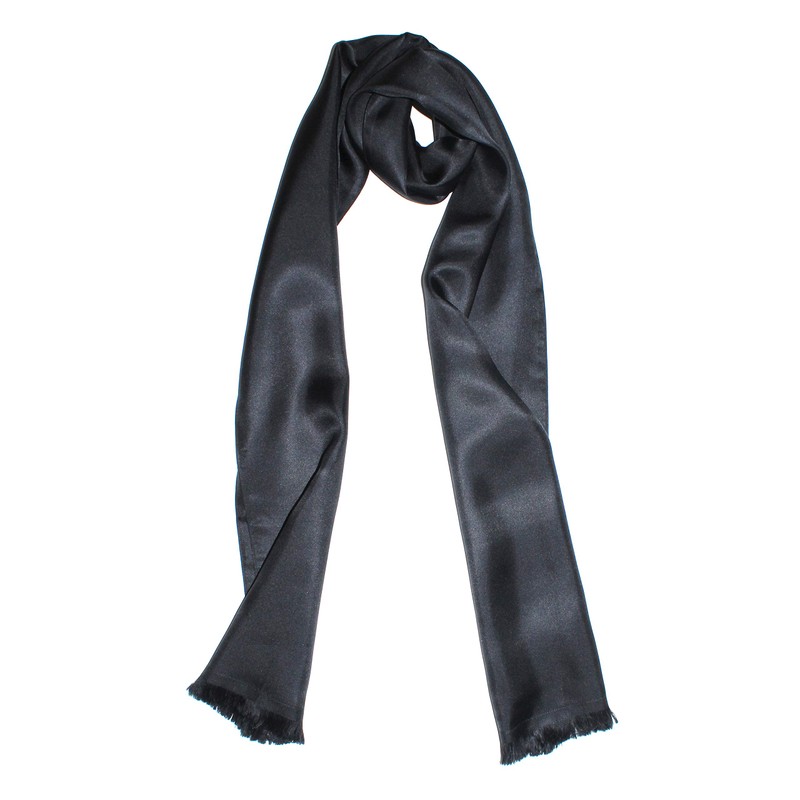 Royal Silk Dashing Black Silk Aviator Scarf Pure 100% Silk