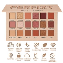 18 Color Natural Eyeshadow Palette – Soft Matte Shimmer & Glitter Finish with Built-In Concealer Shade – Ultra-pigmented Blendable Mauve Brown Nude Eyeshadow Palette, Cream Eyeshadow for Older Women