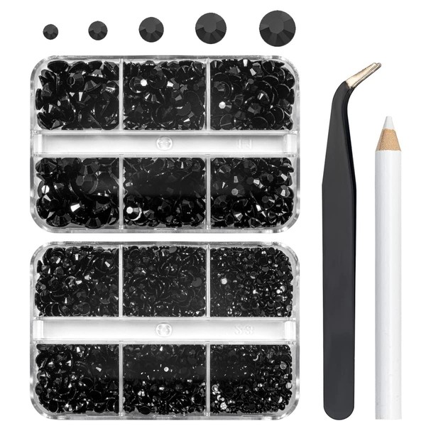 qiipii - 3060 diamantes de imitación de resina negra con