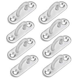 Belle Vous M5 Stainless Steel Eyelet Holder (Pack of 8) - Sturdy U-Shaped Wall Mount Eyelet Eye Plate with Hook Rectangular (50 x 17 mm) up to 40 kg Weight - Metal Mounting Ring Wall Eyelet Wall Hook