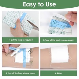 TNJPSEK 2 Roll Tattoo Aftercare Waterproof Bandage, Transparent Second Skin Tattoo Cover up Patch, Breathable Tat-too Protection Film for Skin Recovery (6" x 2.2 Yard & 8" x 2.2 Yard)