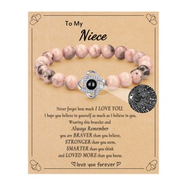 JSJOY Niece Gifts from Auntie Birthday Gifts for Teen Girls Women Frist Day Of School Bracelet Pink Beaded Jewelry for Her I Love You in 100 Languages Bracelet Christmas Stocking Stuffers