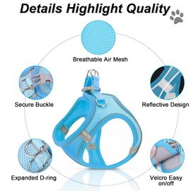 Ledeak No Pull Dog Harness, Highly Reflective Dog Harnesses, Breathable Comfort Anti Pull Dog Harness, Adjustable Lightweight Dog Harness with Strong Buckle for All Dog Breeds (Sky Blue, S)