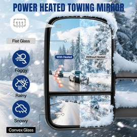 Aritoxy Mirrors Compatible with 2007-2014 Chevy/GMC Silverado/Sierra 1500 2500HD 3500HD Classic- Power Heated Folding Telescoping with LED Arrow Signal Light Black Cap Mirror