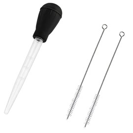Heat-Resistant Turkey Baster with 2 Cleaning Brushes – Silicone Cooking Pipette for Marinating, Oiling & Basting Turkey, Beef, Pork, Fish and Kitchen Basting Tool with 12" Stainless Steel Tube