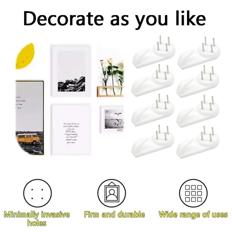 Hocansen 30 PCS Invisible Nail Wall Hooks Plastic Hardwall Hanger