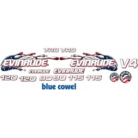 Evinrude v4 Cross Flow USA Flag splash 90 - 120 Decal Kit