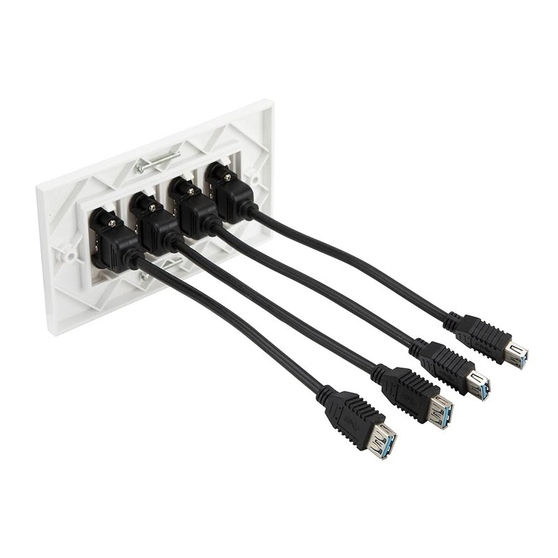 USB 3.0 Modular Faceplate/Wall Outlet (4 x USB 3.0 Port)