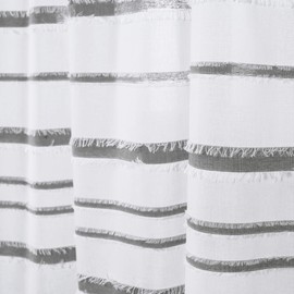 Lush Decor, White & Gray Stripe Clip Jacquard Shower Curtain, 72" x 72"