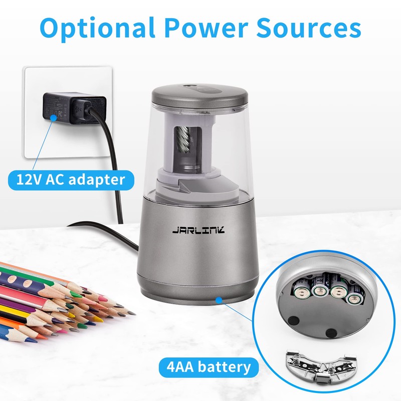 JARLINK Electric Pencil Sharpener, Heavy-Duty Helical Blade to Fast Sharpen,
