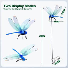20 Pack Dragon Fly Clips for Bugs Repellent, 3D Artificial Fake Dragonfly Hat Clips, Dragonfly Garden Decor for Outdoor, Indoor, Garden, Yard, Patio (4 Colors)