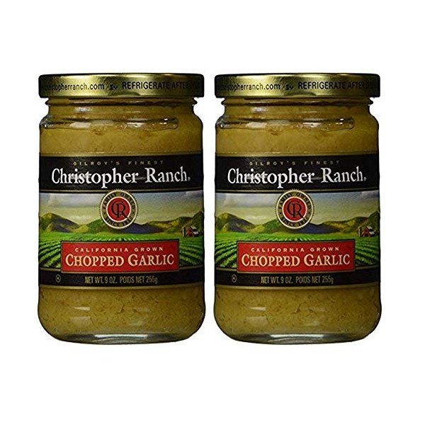 Christopher Ranch CHOPPED GARLIC in Olive Oil – Famous Award Winning Heriloom Garlic - 9 Oz (Pack of 2)