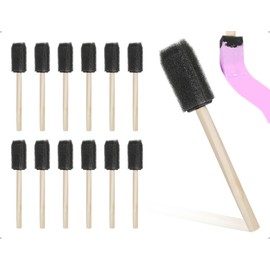 Emezddo 12 Stück Schwammpinsel,Waschbare Schaumstoffpinsel,Farbapplikator mit Holzgriff,verwendet für Malen FäRben Verschmieren DIY Kunsthandwerk(Schwarz)