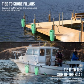 RKV86 Boat Fenders, Boat Bumpers for Docking, EVA Marine Grade Pontoon Fenders, Easy to Install Fit for Bass Boat, Jon Boat, Pontoon, Fishing Boats and Jet Ski (1 Pack, Cyan)