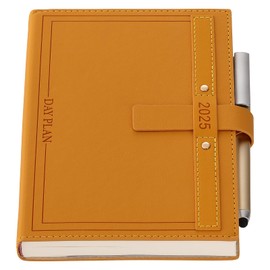 2025 Diary A5 Page a Day, Diary 2025 Day Per Page from Jan to Dec, Day View Planner Organizer,12 Months 2025 Agenda with Pen Set,Monthly Tabs, 3 Bookmarks, Inner Pocket (Yellow)