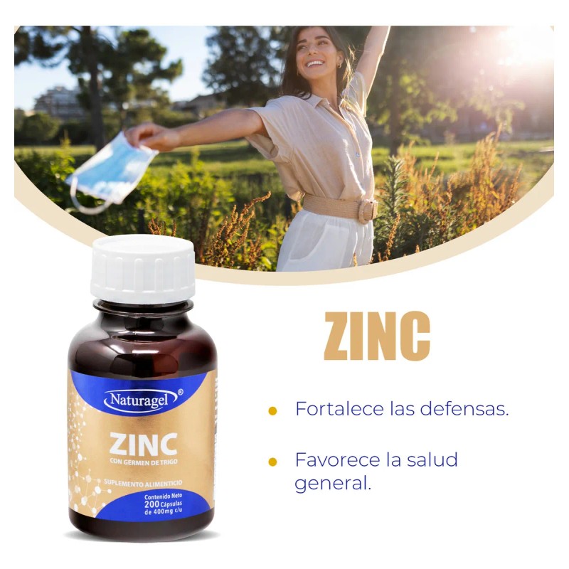 Zinc Con Germen De Trigo | 200 Cápsulas | Naturagel